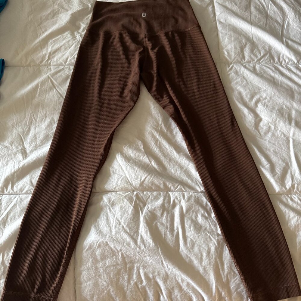 Lululemon Size 6  Walnut Brown Ribbed Leggings